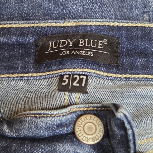Judy Blue Jeans Womens Size 5/27 Boyfriend Fit Distressed Dark Wash Denim - Picture 2 of 8